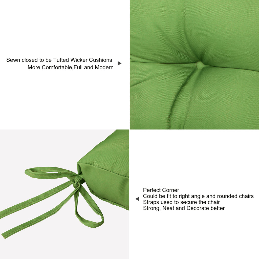 ARTPLANT Outdoor Dinning Seat Pads Cushions with Tie 19"x19"x4",Square Wicker Outdoor Tufted Chair Cushion,Set of 2