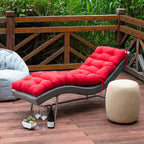 ARTPLAN Outdoor Chaise Lounge Cushion 72x22x4 inches, Floral Tufted Thick Replacement Cushion with Ties, All Weather Wicker Patio Furniture Cushion