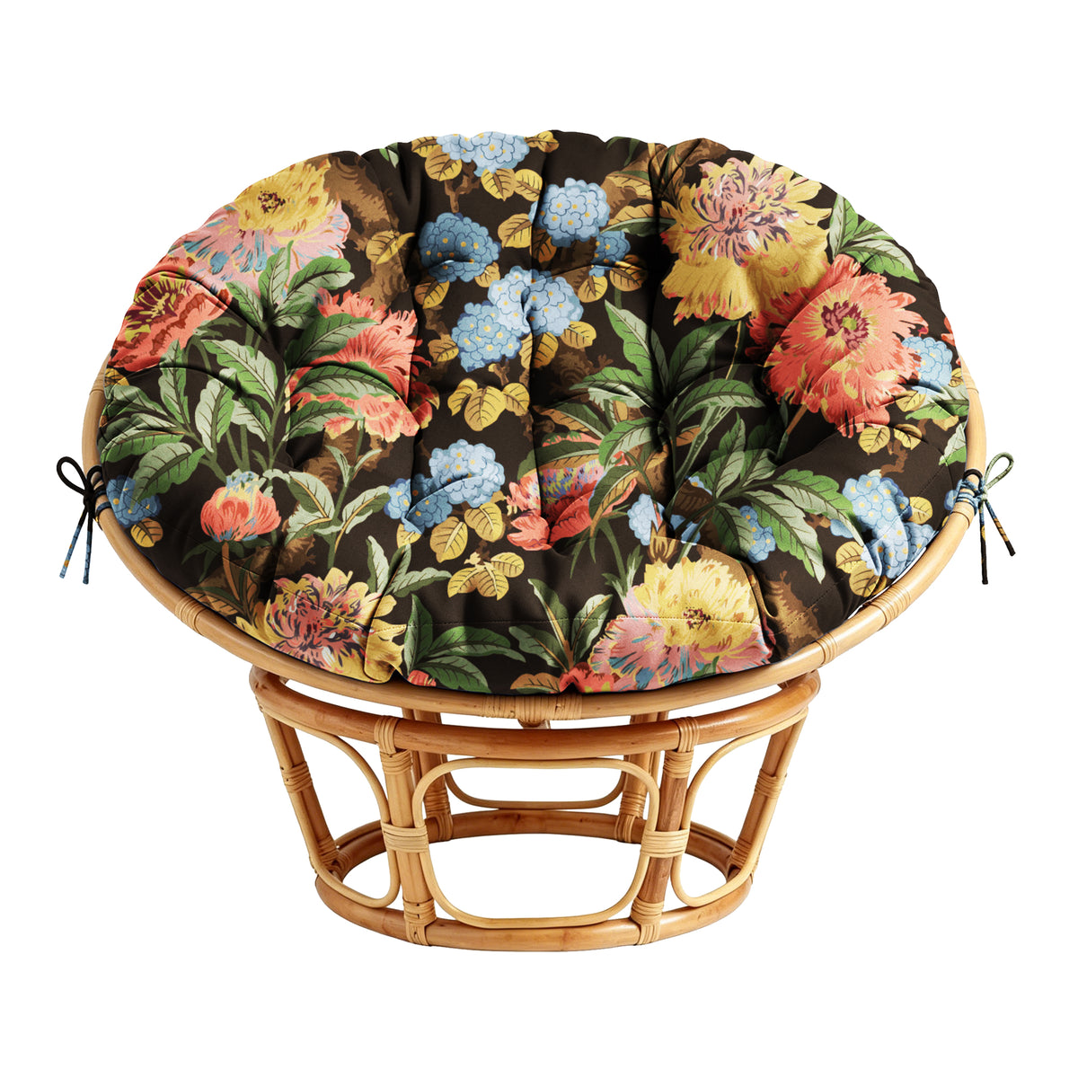 ARTPLAN Round Papasan Chair Cushion Tufted Swing Seat Pad with Ties