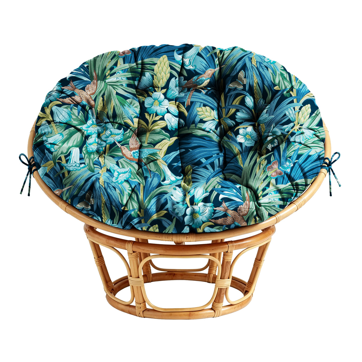 ARTPLAN Round Papasan Chair Cushion Tufted Swing Seat Pad with Ties