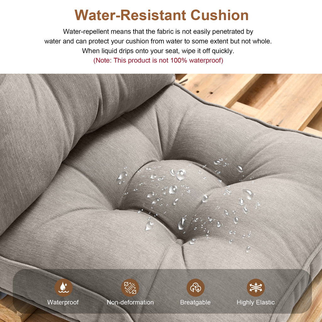 Outdoor Chair Cushions Set of 2, All-Weather Patio Furniture Cushions with High Resilience Foam, Indoor Outdoor Seat & Back Cushion for Patio, Garden, Sunroom