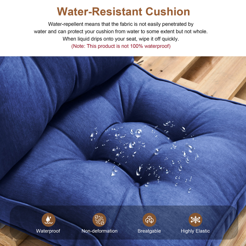 Outdoor Chair Cushions Set of 2  All-Weather Patio Furniture Cushions with High Resilience Foam  Indoor Outdoor Seat & Back Cushion for Patio, Garden  Sunroom