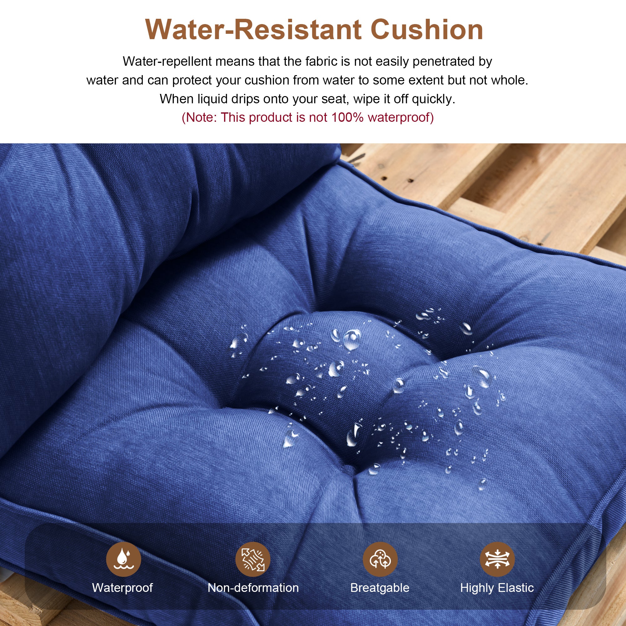 Outdoor Chair Cushions Set of 2  All-Weather Patio Furniture Cushions with High Resilience Foam  Indoor Outdoor Seat & Back Cushion for Patio, Garden  Sunroom