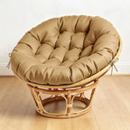 47"×47"×4" tufted round chair cushion, sturdy polyester cover & fluffy fiber fill, fixed carry ties fit papasan, swing & wicker indoor chairs