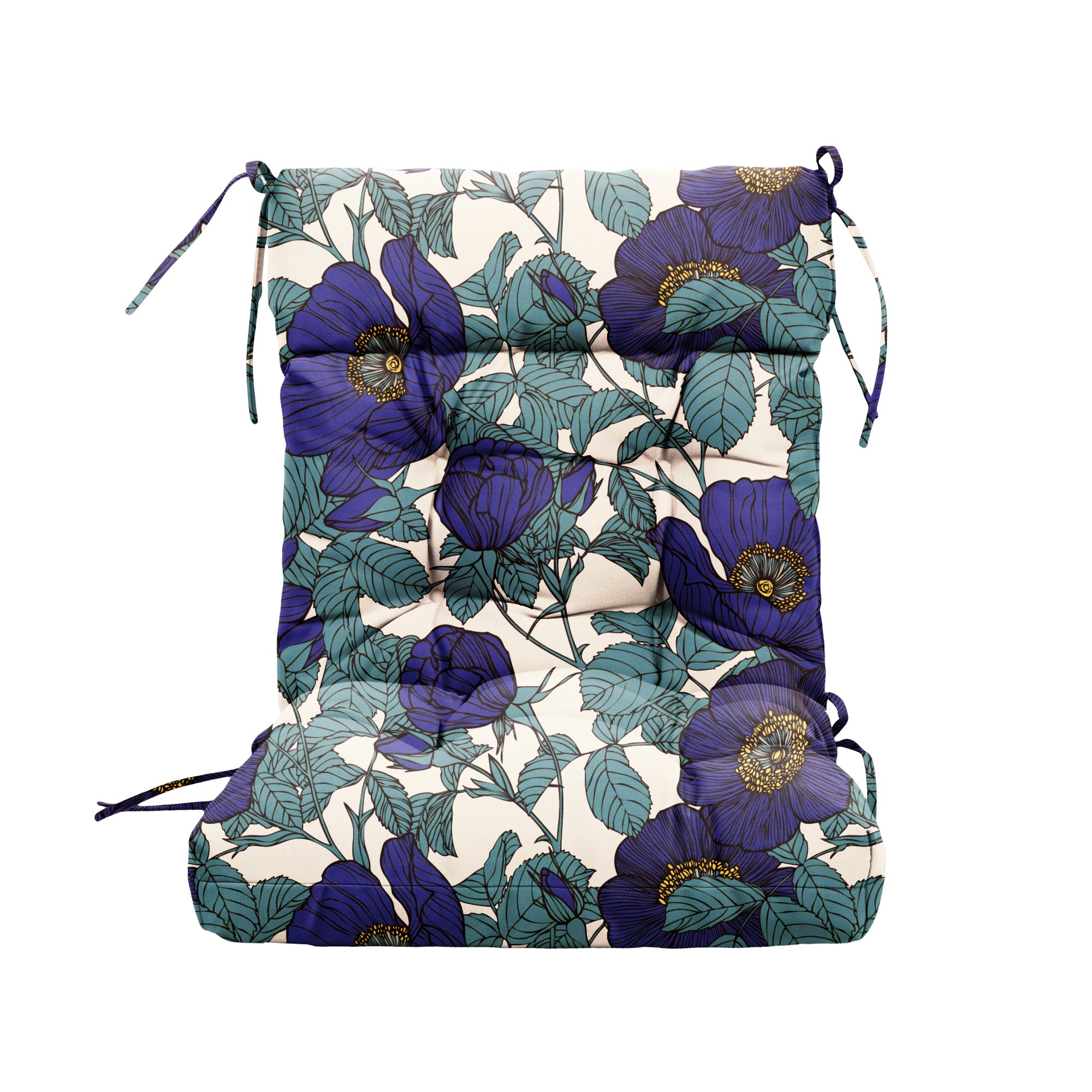 ARTPLAN Patio Chair Cushions Combined Seat and Back,Tufted Outdoor Swivel Chair Cushion with Tie,40"x20"x4"，Floral