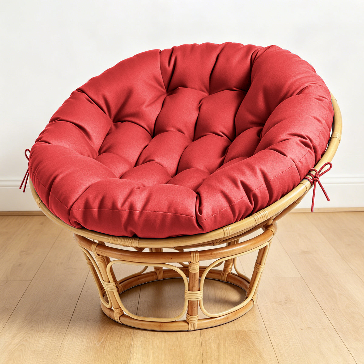 ARTPLAN Round Papasan Chair Cushion Tufted Swing Seat Pad with Ties