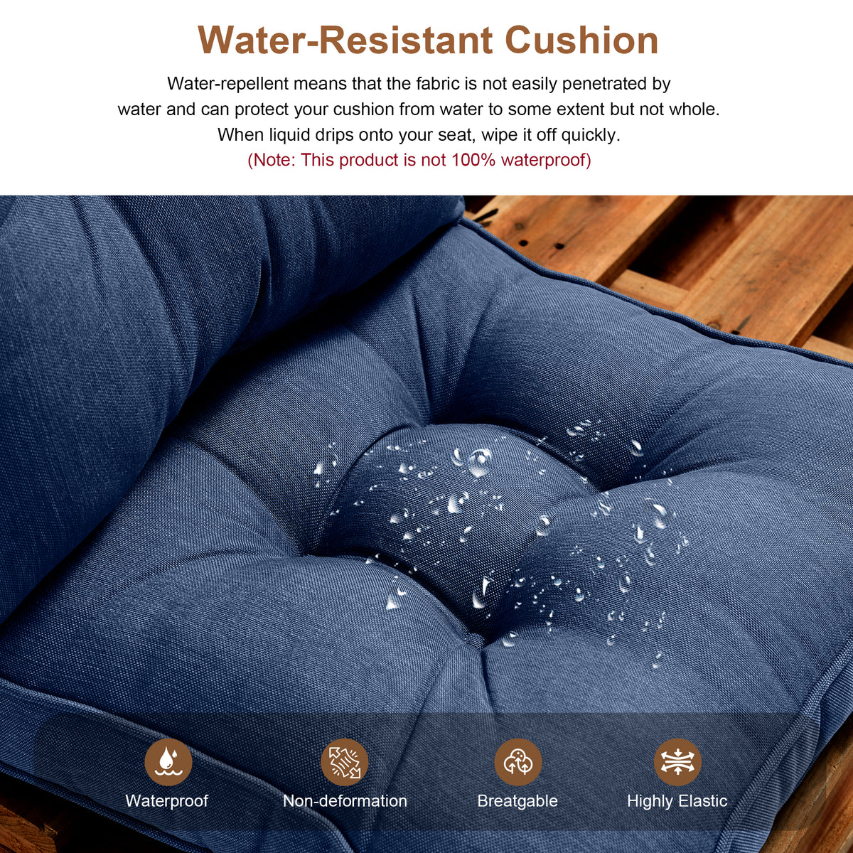 Outdoor Chair Cushions Set of 2, All-Weather Patio Furniture Cushions with High Resilience Foam, Indoor Outdoor Seat & Back Cushion for Patio, Garden, Sunroom
