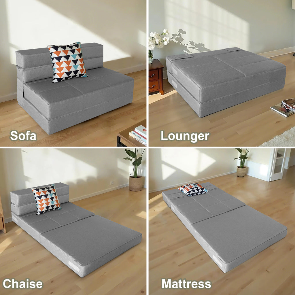 Convertible Folding Sofa Bed, High-Density Memory Foam Sofa Bed with a Fluffy Pillow, Modern Futon Floor Couch Guest Bed for Living Room/Dorm/Guest Use/Home Office/Apartment