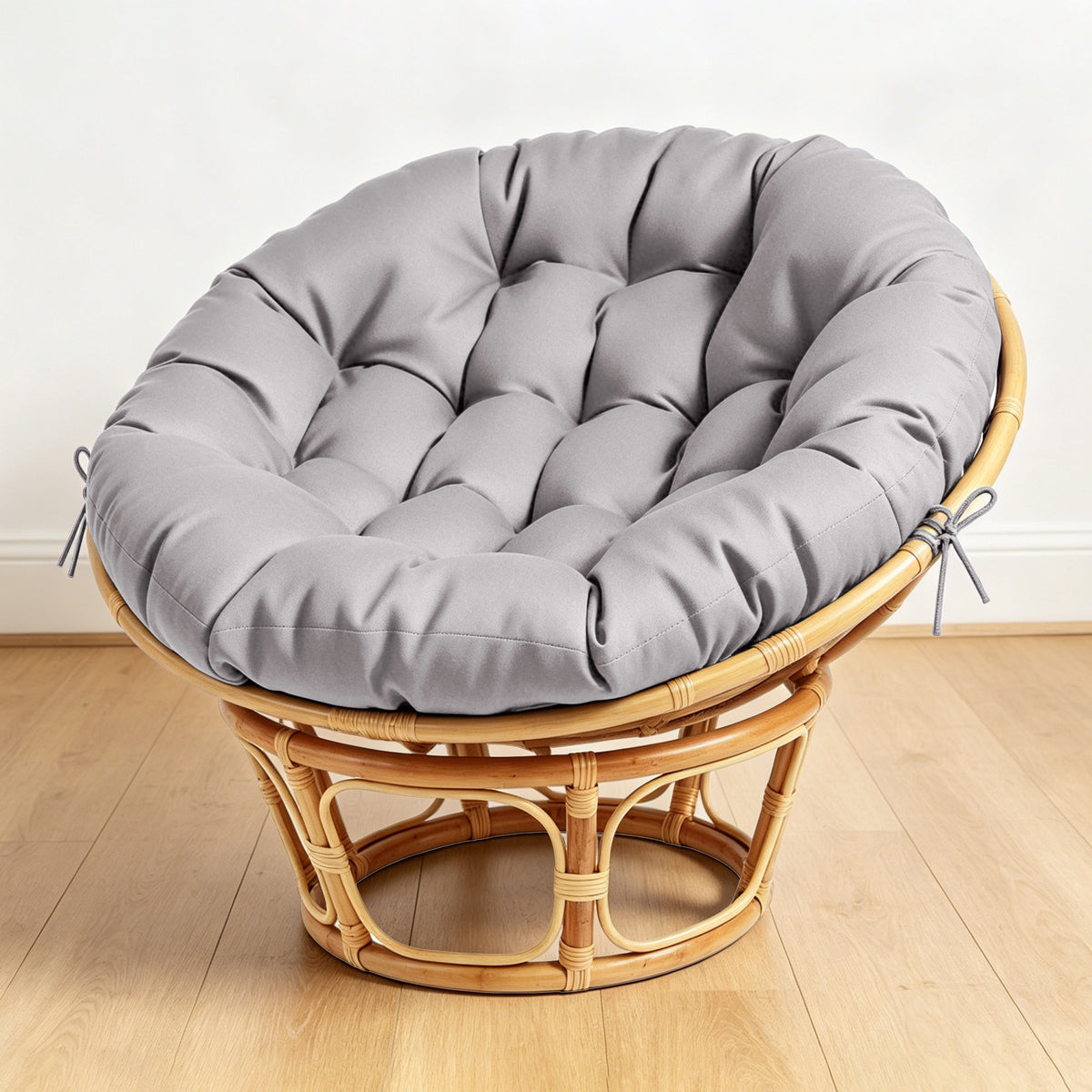 ARTPLAN Round Papasan Chair Cushion Tufted Swing Seat Pad with Ties
