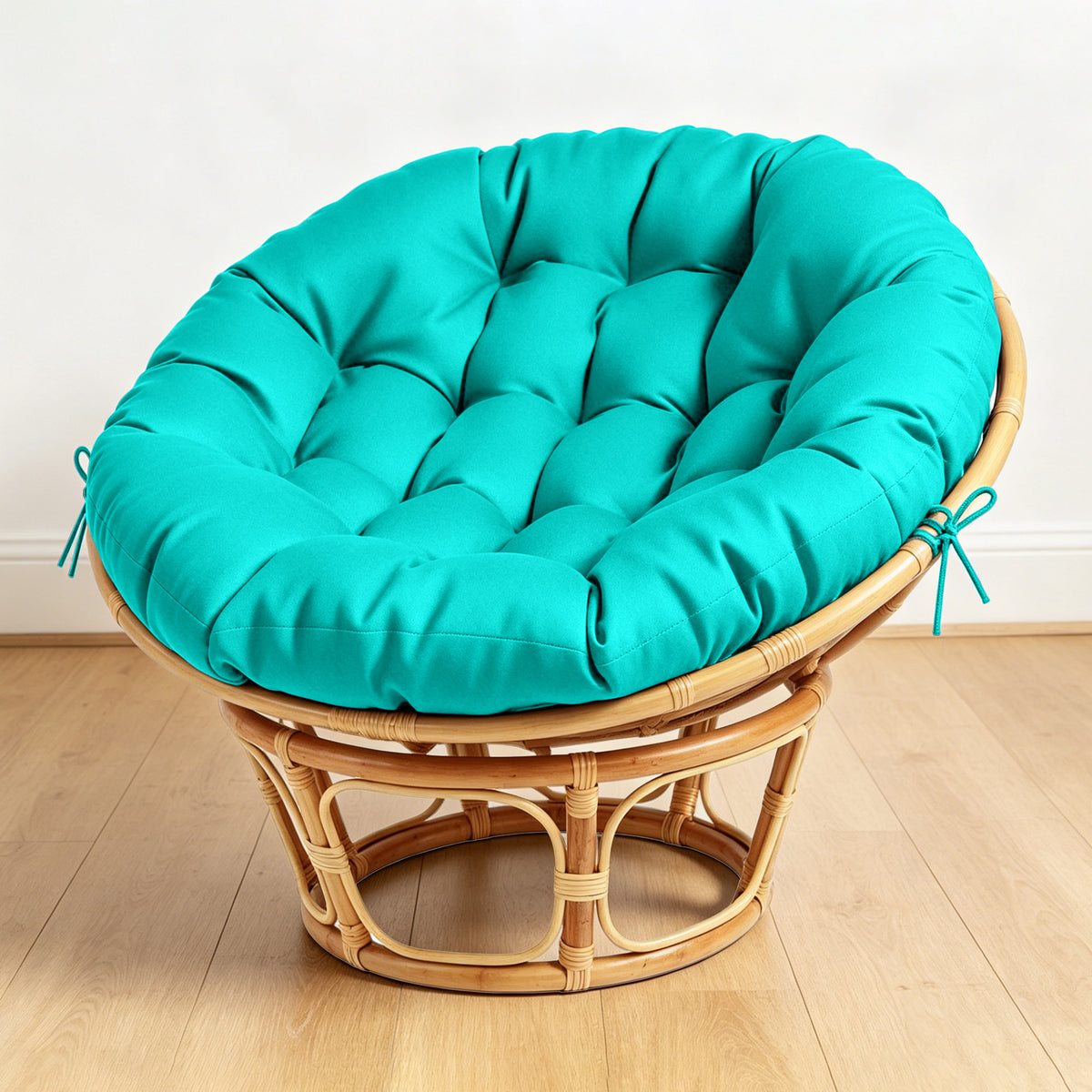 ARTPLAN Round Papasan Chair Cushion Tufted Swing Seat Pad with Ties
