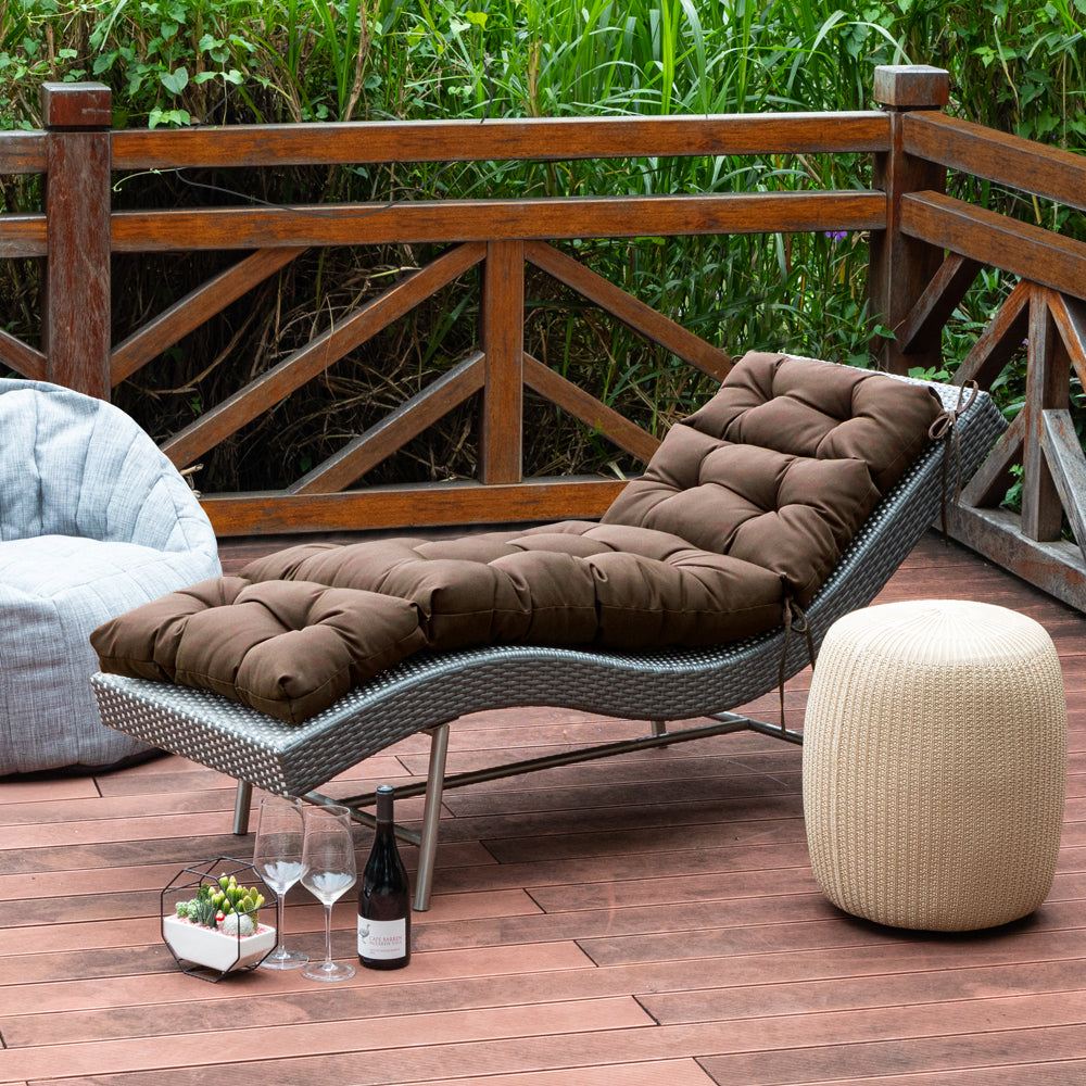 ARTPLAN Outdoor Chaise Lounge Cushion 72x22x4 inches, Floral Tufted Thick Replacement Cushion with Ties, All Weather Wicker Patio Furniture Cushion