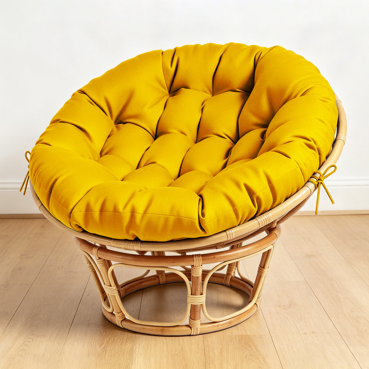 ARTPLAN Round Papasan Chair Cushion Tufted Swing Seat Pad with Ties