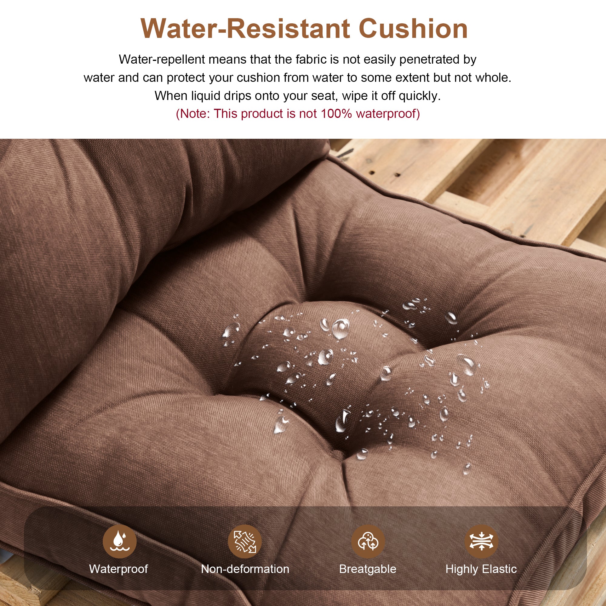 Outdoor Chair Cushions Set of 2  All-Weather Patio Furniture Cushions with High Resilience Foam  Indoor Outdoor Seat & Back Cushion for Patio, Garden  Sunroom