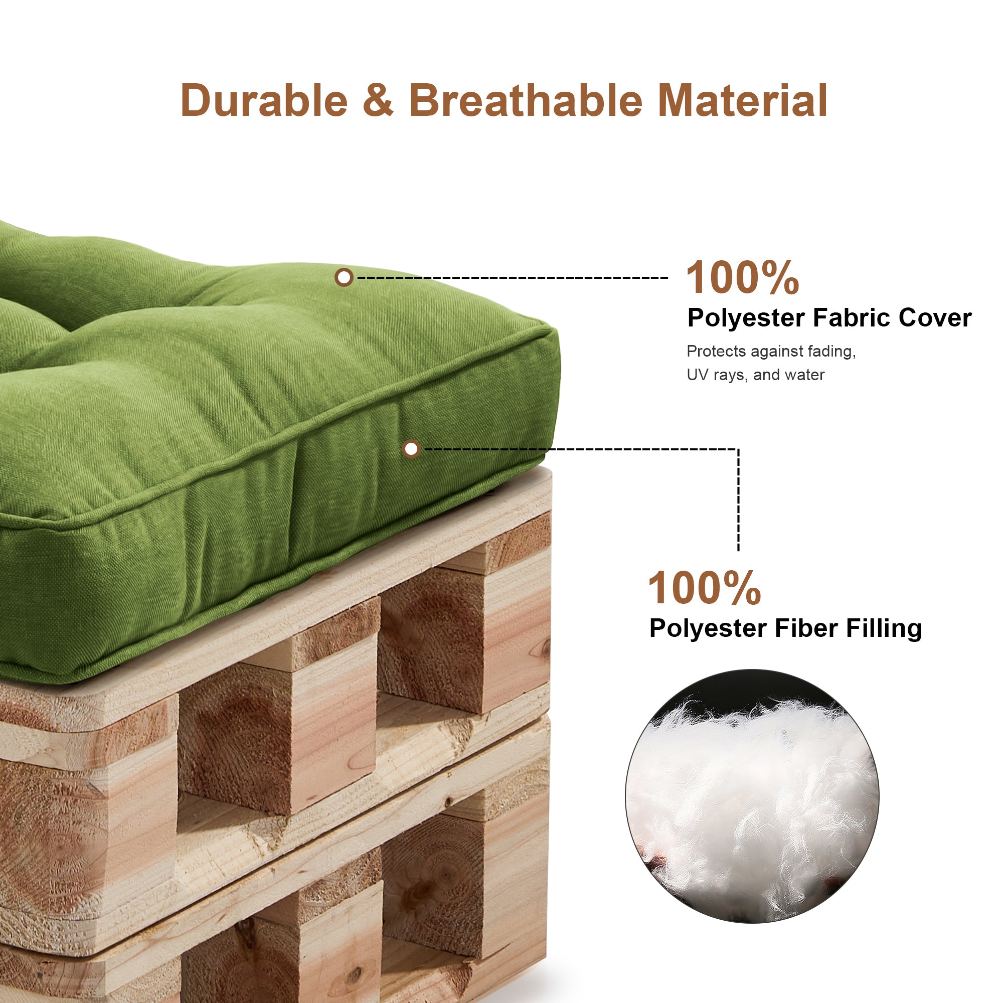 Outdoor Chair Cushions Set of 2  All-Weather Patio Furniture Cushions with High Resilience Foam  Indoor Outdoor Seat & Back Cushion for Patio, Garden  Sunroom