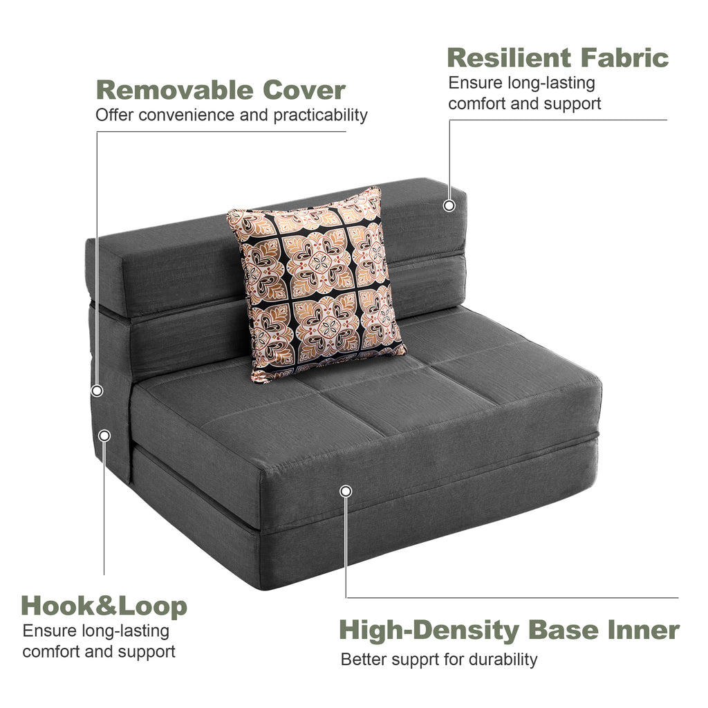 Convertible Folding Sofa Bed, High-Density Memory Foam Sofa Bed with a Fluffy Pillow, Modern Futon Floor Couch Guest Bed for Living Room/Dorm/Guest Use/Home Office/Apartment