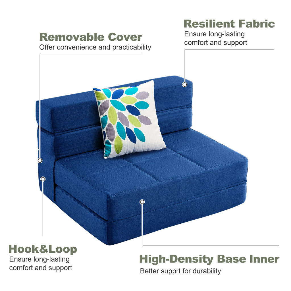 Convertible Folding Sofa Bed, High-Density Memory Foam Sofa Bed with a Fluffy Pillow, Modern Futon Floor Couch Guest Bed for Living Room/Dorm/Guest Use/Home Office/Apartment