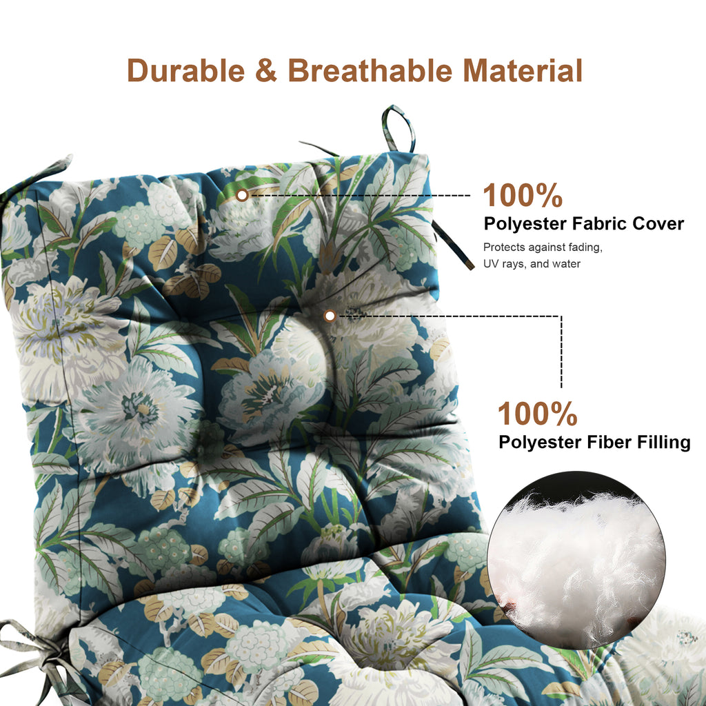 Outdoor Chair Cushion Tufted Seat & Back Cushion with Ties 40x21x4 Inch Waterproof UV Fade Resistant Replacement Cushion for Patio Garden Furniture