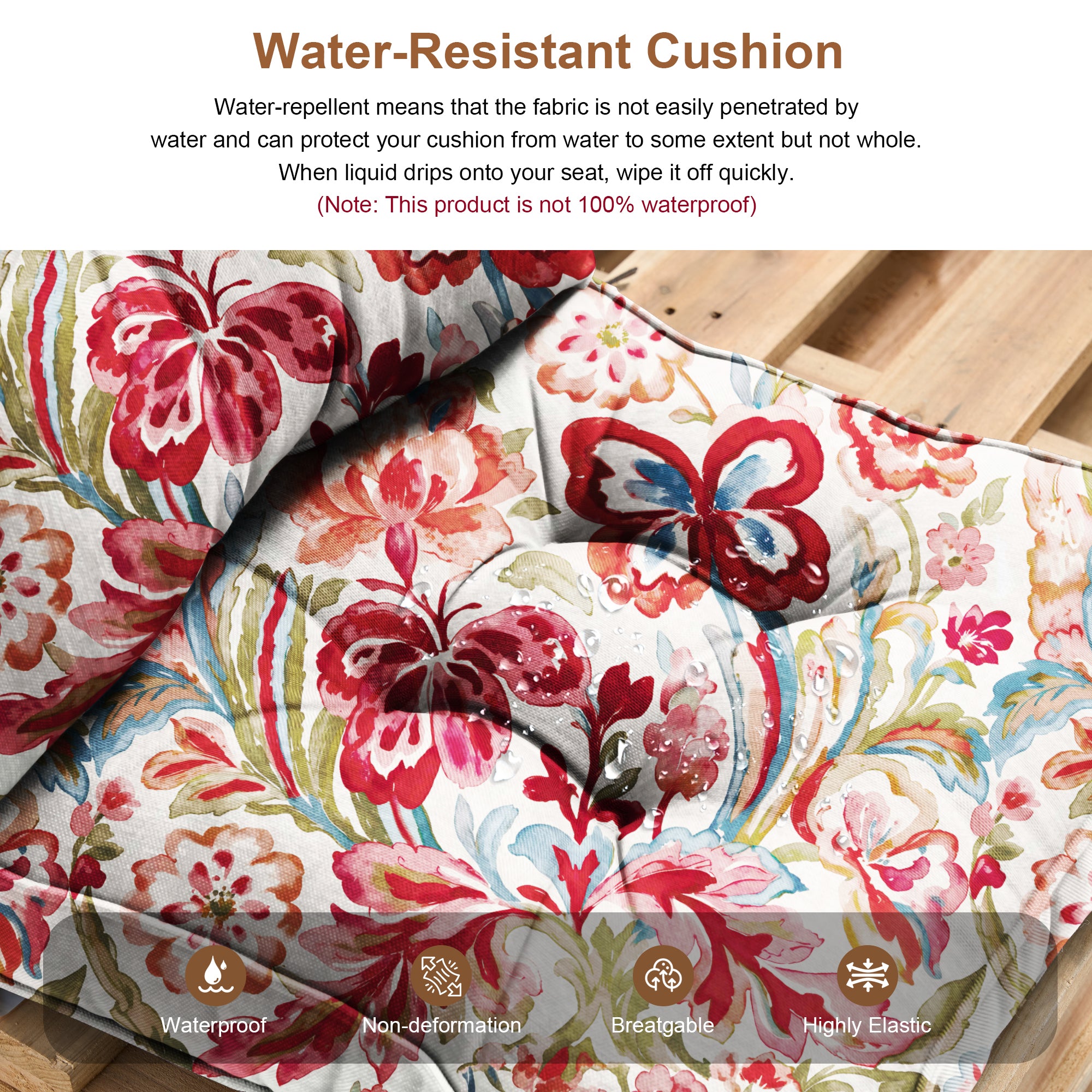 Outdoor Chair Cushions Set of 2  All-Weather Patio Furniture Cushions with High Resilience Foam  Indoor Outdoor Seat & Back Cushion for Patio, Garden  Sunroom