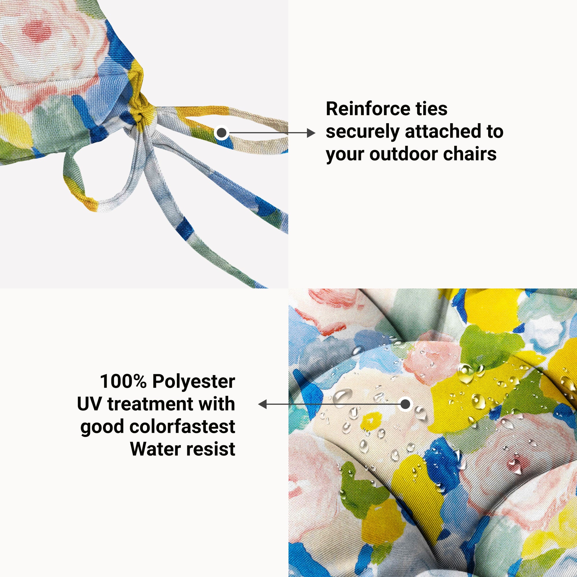 ARTPLAN Patio Chair Cushions Combined Seat and Back,Tufted Outdoor Swivel Chair Cushion with Tie,40"x20"x4"，Floral