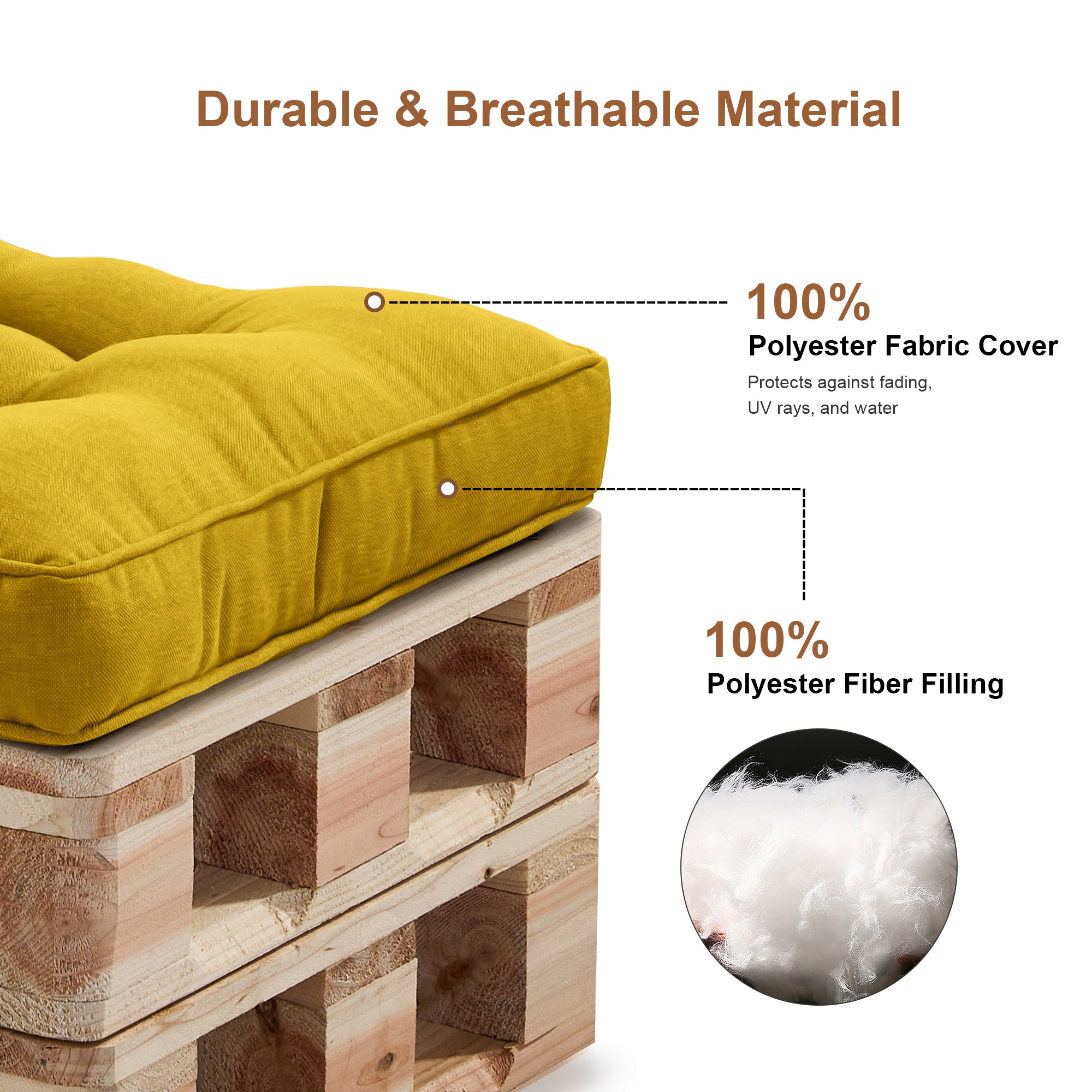 Outdoor Chair Cushions Set of 2  All-Weather Patio Furniture Cushions with High Resilience Foam  Indoor Outdoor Seat & Back Cushion for Patio, Garden  Sunroom