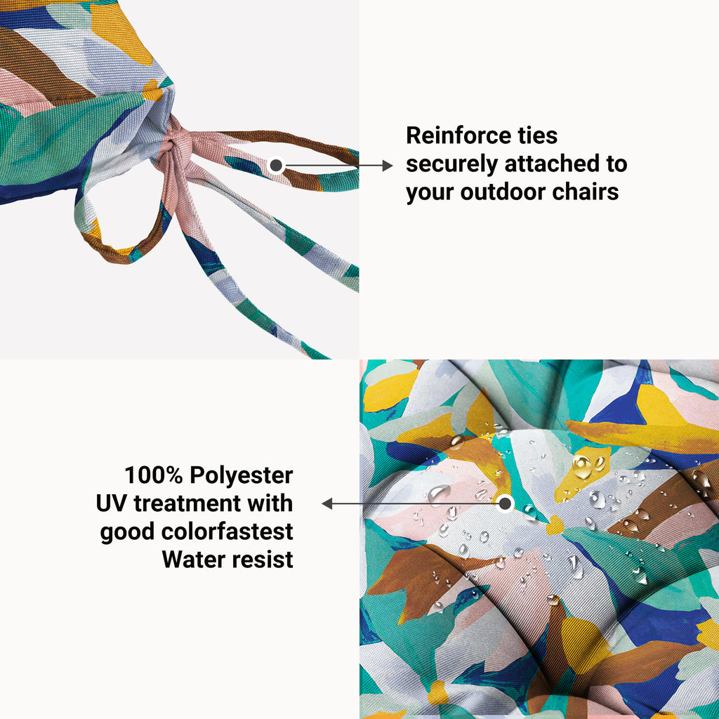 ARTPLAN Patio Chair Cushions Combined Seat and Back,Tufted Outdoor Swivel Chair Cushion with Tie,40"x20"x4"，Floral