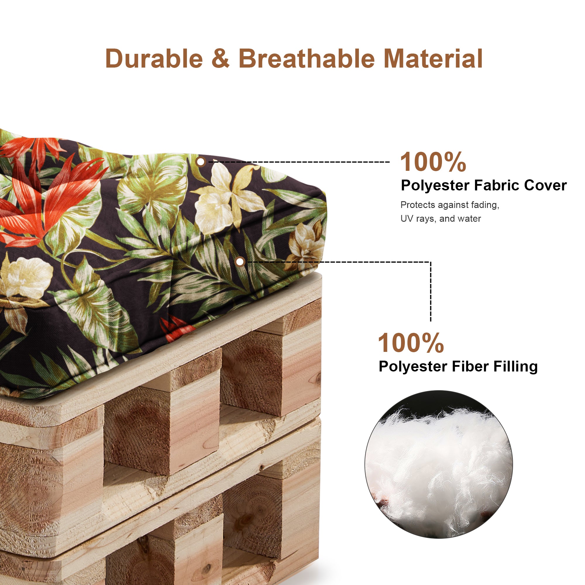 Outdoor Chair Cushions Set of 2, All-Weather Patio Furniture Cushions with High Resilience Foam, Indoor Outdoor Seat & Back Cushion for Patio, Garden, Sunroom