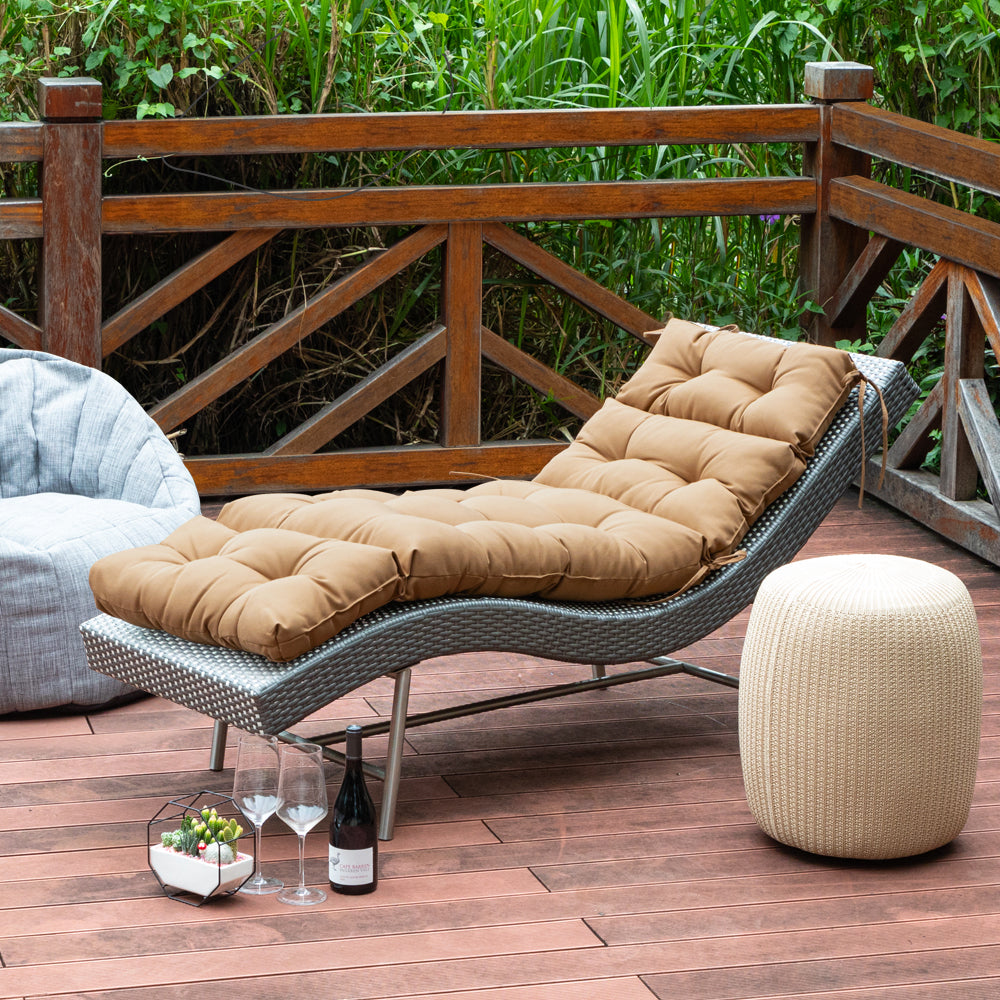 ARTPLAN Outdoor Chaise Lounge Cushion 72x22x4 inches, Floral Tufted Thick Replacement Cushion with Ties, All Weather Wicker Patio Furniture Cushion