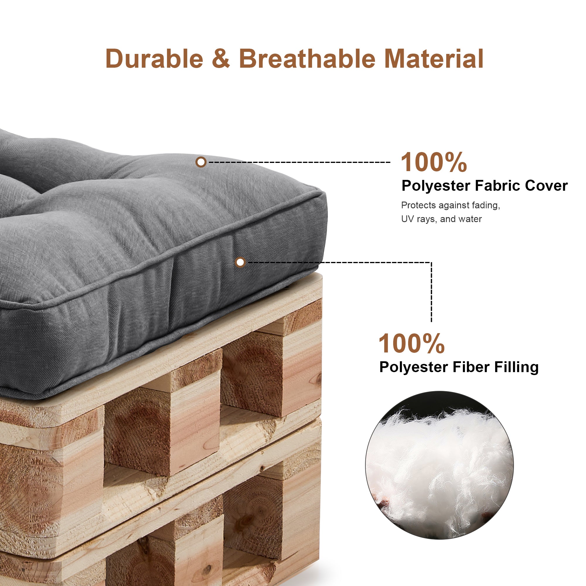 Outdoor Chair Cushions Set of 2  All-Weather Patio Furniture Cushions with High Resilience Foam  Indoor Outdoor Seat & Back Cushion for Patio, Garden  Sunroom