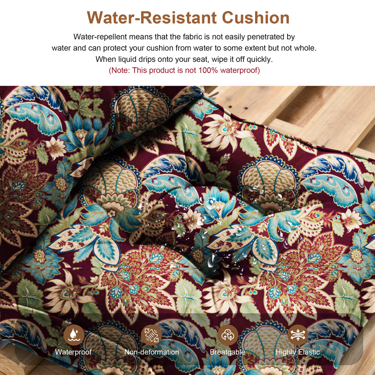 Outdoor Chair Cushions Set of 2, All-Weather Patio Furniture Cushions with High Resilience Foam, Indoor Outdoor Seat & Back Cushion for Patio, Garden, Sunroom
