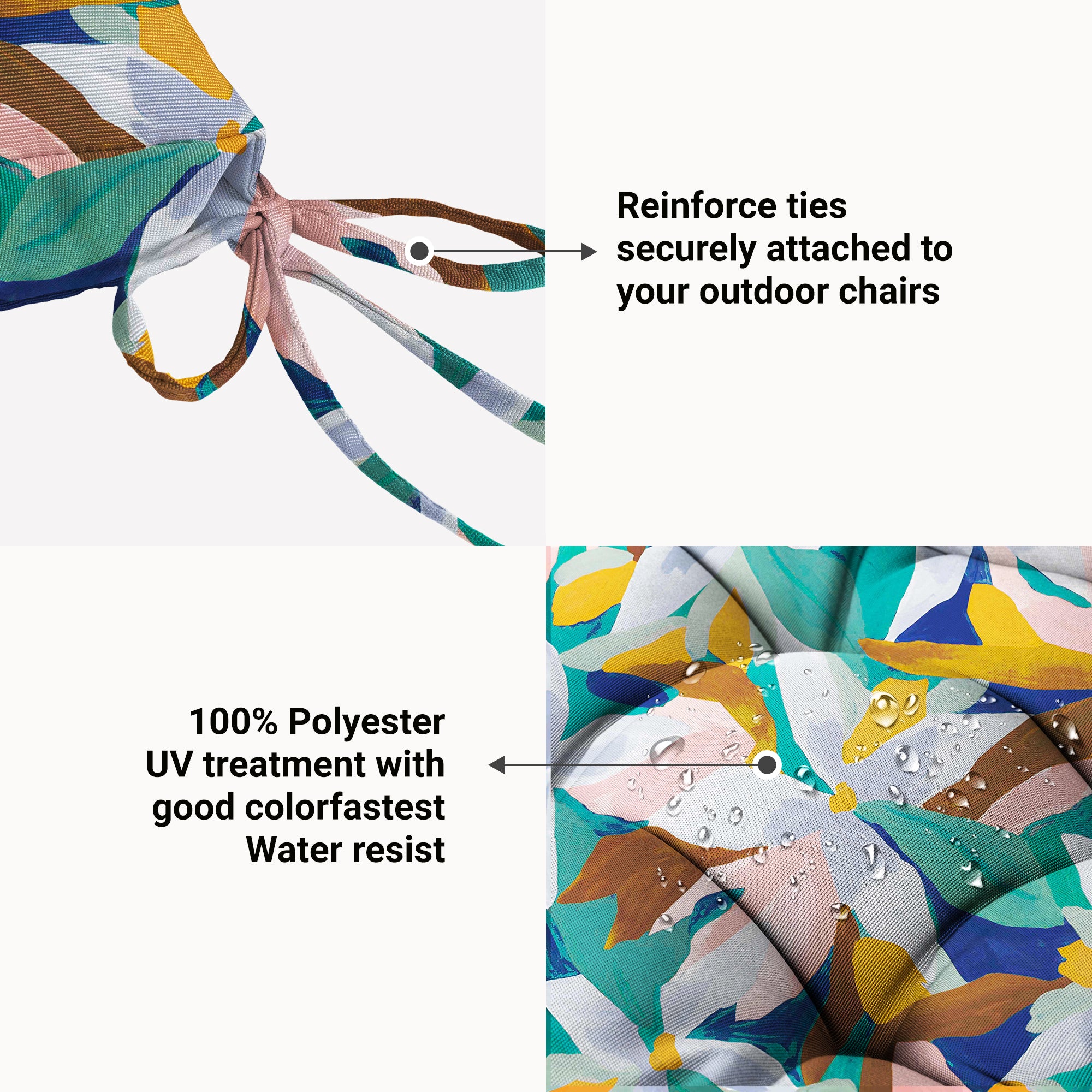 ARTPLAN Patio Chair Cushions Combined Seat and Back,Tufted Outdoor Swivel Chair Cushion with Tie,40"x20"x4"，Floral