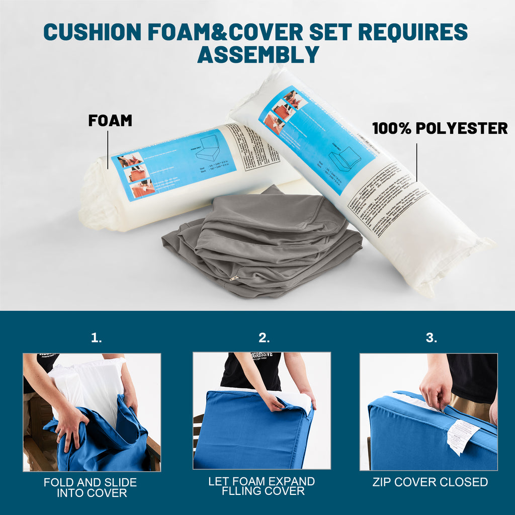 ARTPLAN Outdoor Seat Cushion Set, 24 x 24 Inch Water-Resistant & Fade-Resistant Patio Furniture Cushions with Removable Cover, Deep Seat & Back Cushion with Zipper for Chair Couch Sectional Sofa