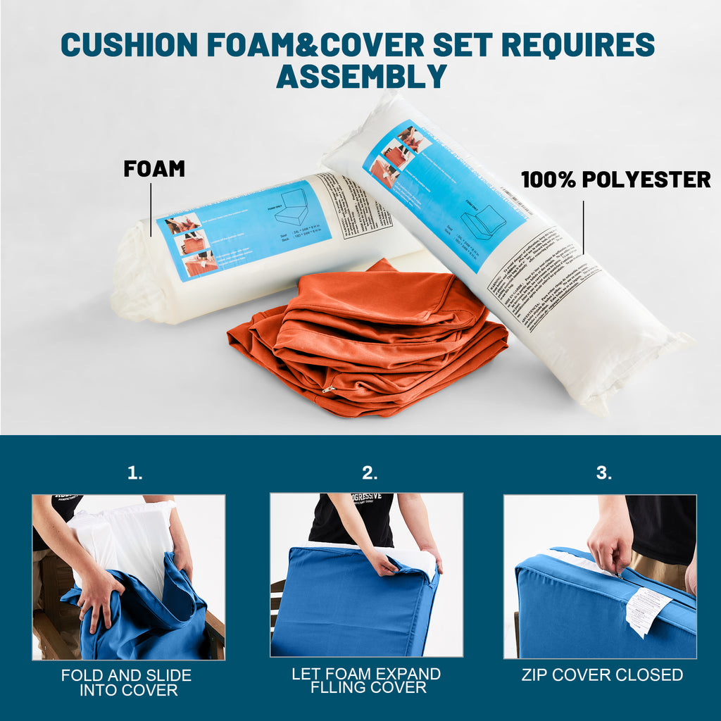 ARTPLAN Outdoor Seat Cushion Set, 24 x 24 Inch Water-Resistant & Fade-Resistant Patio Furniture Cushions with Removable Cover, Deep Seat & Back Cushion with Zipper for Chair Couch Sectional Sofa