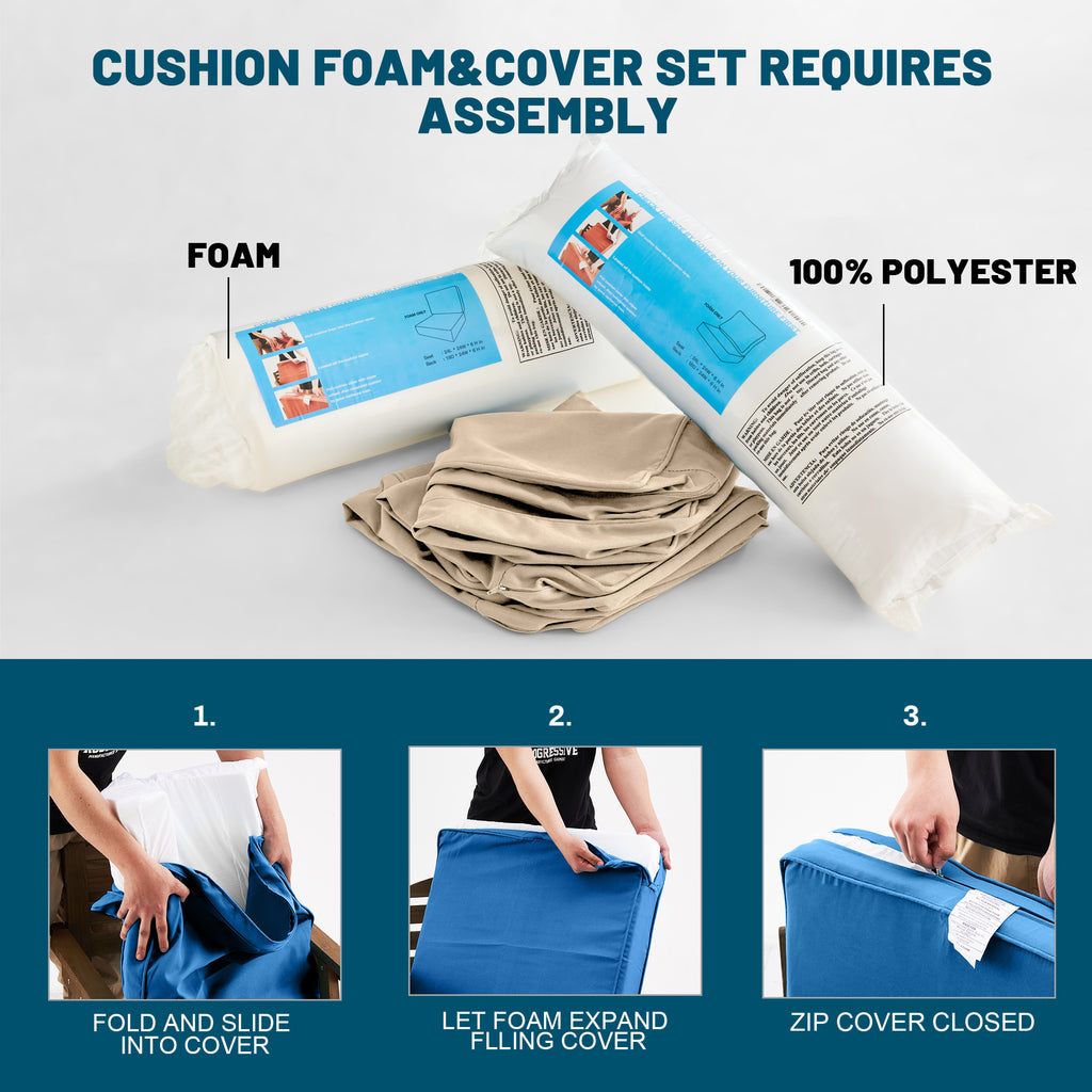 ARTPLAN Outdoor Seat Cushion Set, 24 x 24 Inch Water-Resistant & Fade-Resistant Patio Furniture Cushions with Removable Cover, Deep Seat & Back Cushion with Zipper for Chair Couch Sectional Sofa