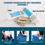 ARTPLAN Outdoor Seat Cushion Set, 24 x 24 Inch Water-Resistant & Fade-Resistant Patio Furniture Cushions with Removable Cover, Deep Seat & Back Cushion with Zipper for Chair Couch Sectional Sofa