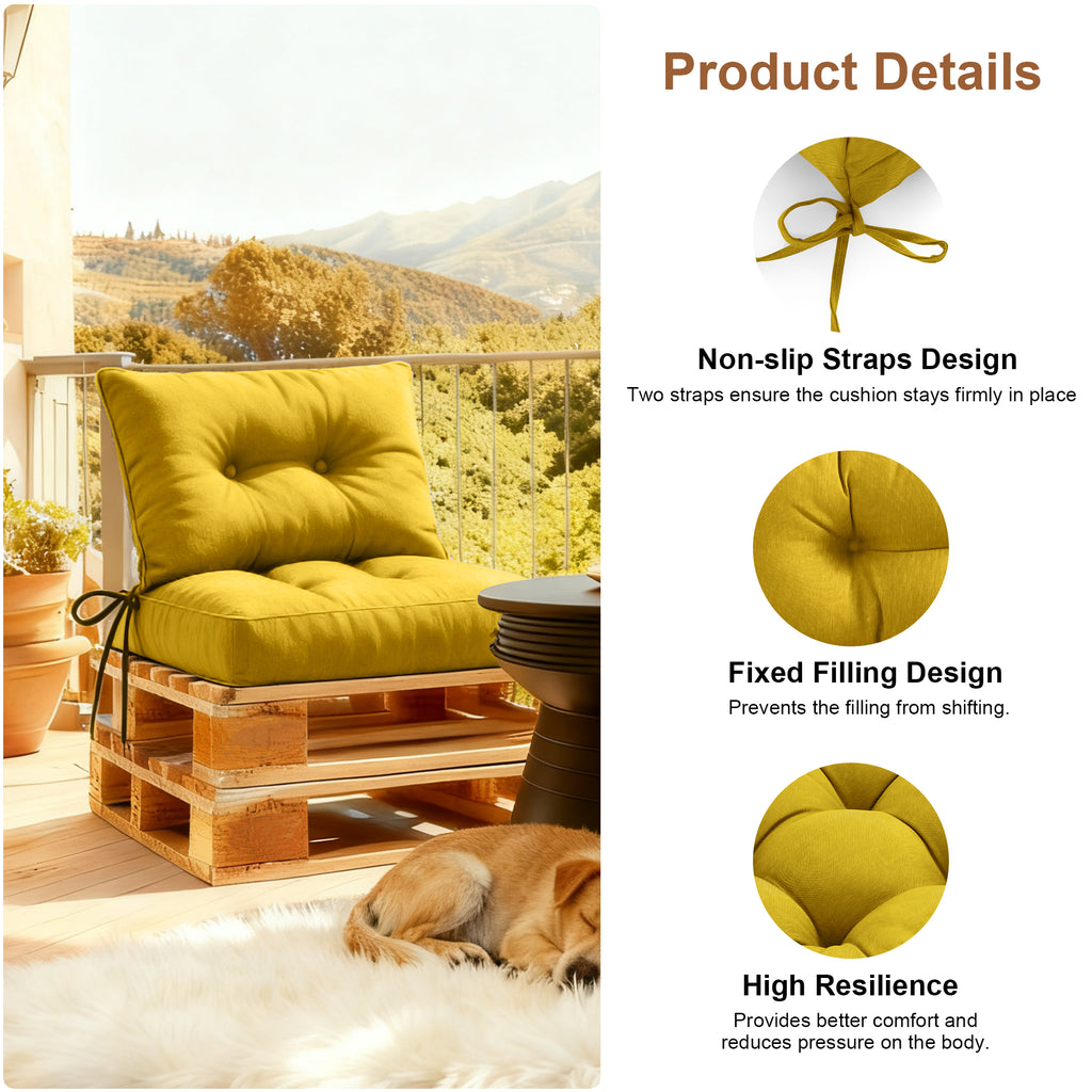 Outdoor Chair Cushions Set of 2  All-Weather Patio Furniture Cushions with High Resilience Foam  Indoor Outdoor Seat & Back Cushion for Patio, Garden  Sunroom