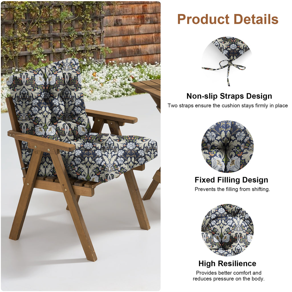 Outdoor Chair Cushion Tufted Seat & Back Cushion with Ties 40x21x4 Inch Waterproof UV Fade Resistant Replacement Cushion for Patio Garden Furniture