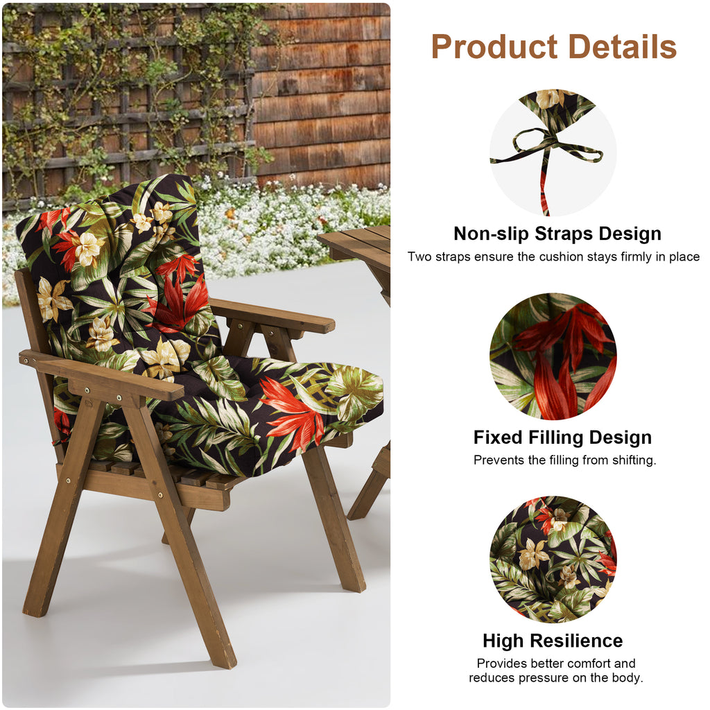 Outdoor Chair Cushion Tufted Seat & Back Cushion with Ties 40x21x4 Inch Waterproof UV Fade Resistant Replacement Cushion for Patio Garden Furniture