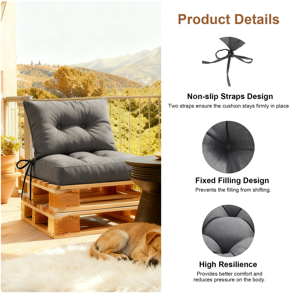 Outdoor Chair Cushions Set of 2  All-Weather Patio Furniture Cushions with High Resilience Foam  Indoor Outdoor Seat & Back Cushion for Patio, Garden  Sunroom