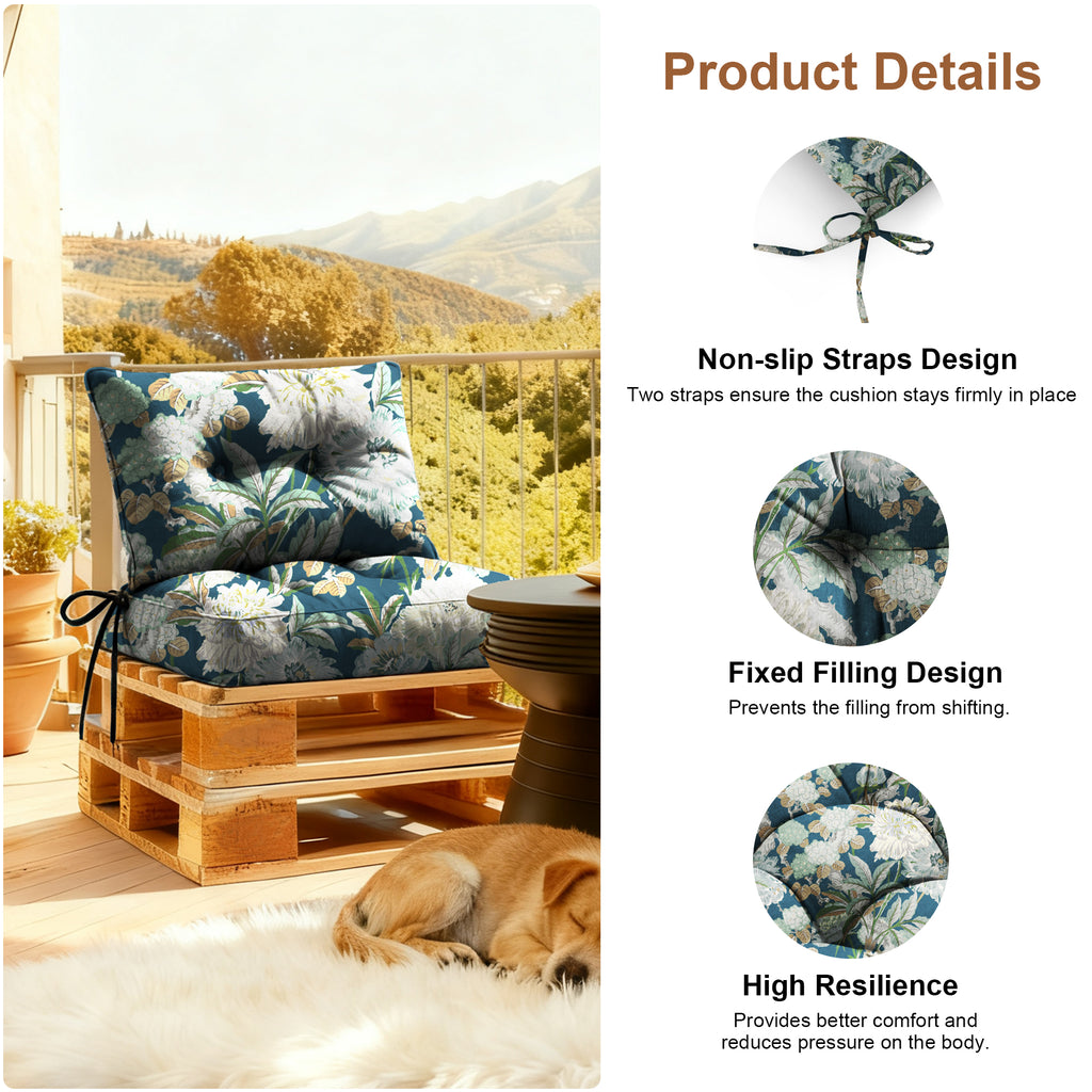 Outdoor Chair Cushions Set of 2  All-Weather Patio Furniture Cushions with High Resilience Foam  Indoor Outdoor Seat & Back Cushion for Patio, Garden  Sunroom