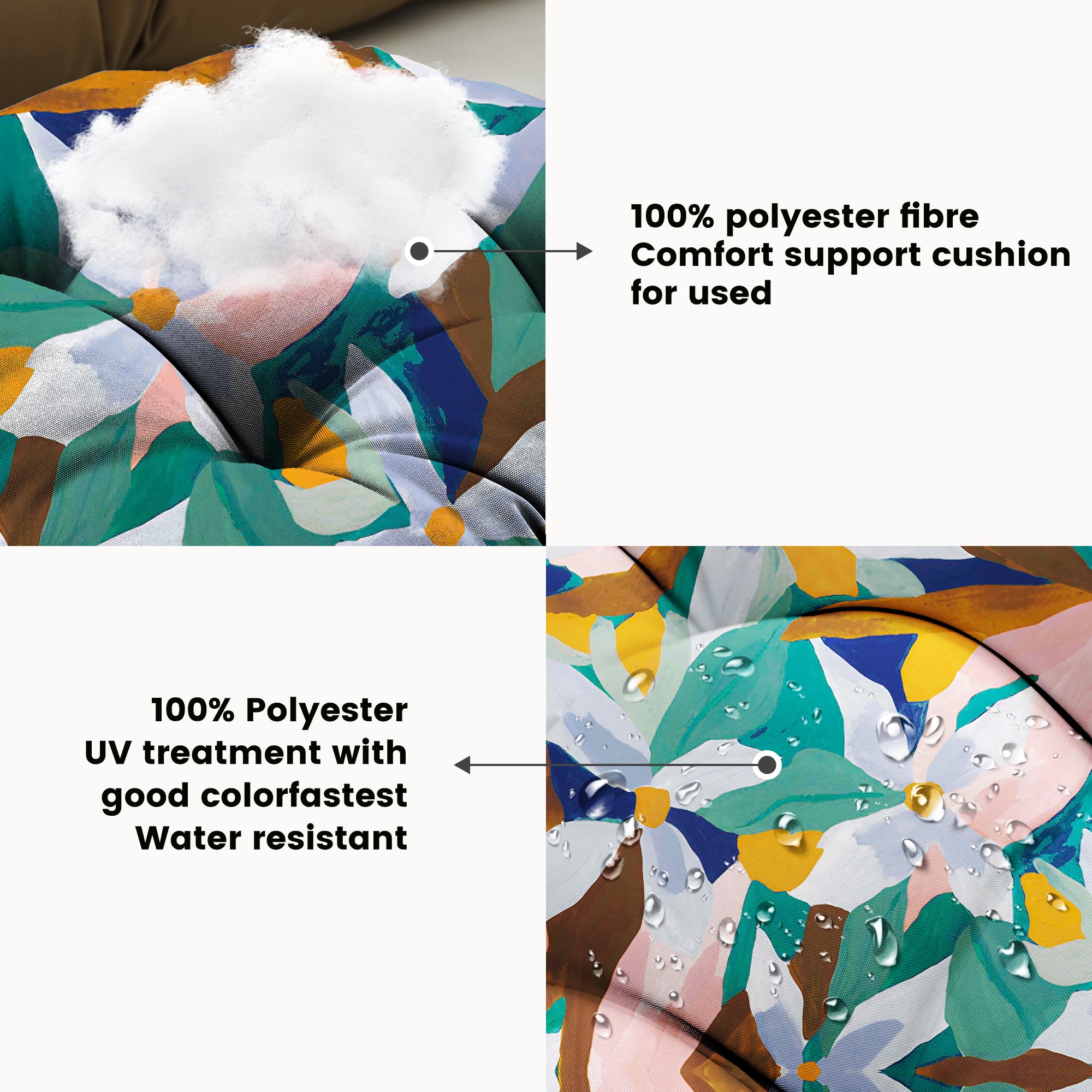 ARTPLAN Outdoor Cushions for Settee,Wicker Loveseat Cushions with Tie,Tufted Patio Cushions 2 U-Shaped Set of 5 Piece,L44xW19,Floral,