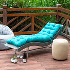 ARTPLAN Outdoor Chaise Lounge Cushion 72x22x4 inches, Floral Tufted Thick Replacement Cushion with Ties, All Weather Wicker Patio Furniture Cushion