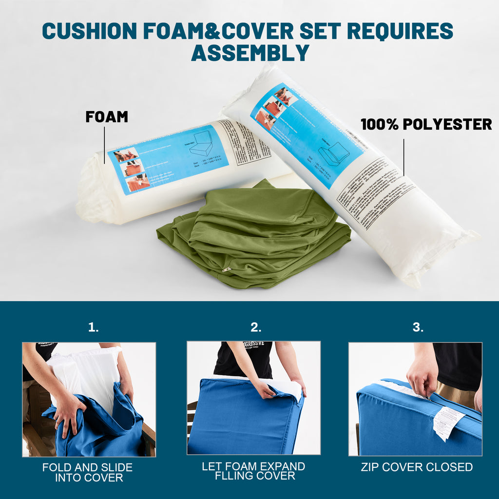 ARTPLAN Outdoor Seat Cushion Set, 24 x 24 Inch Water-Resistant & Fade-Resistant Patio Furniture Cushions with Removable Cover, Deep Seat & Back Cushion with Zipper for Chair Couch Sectional Sofa