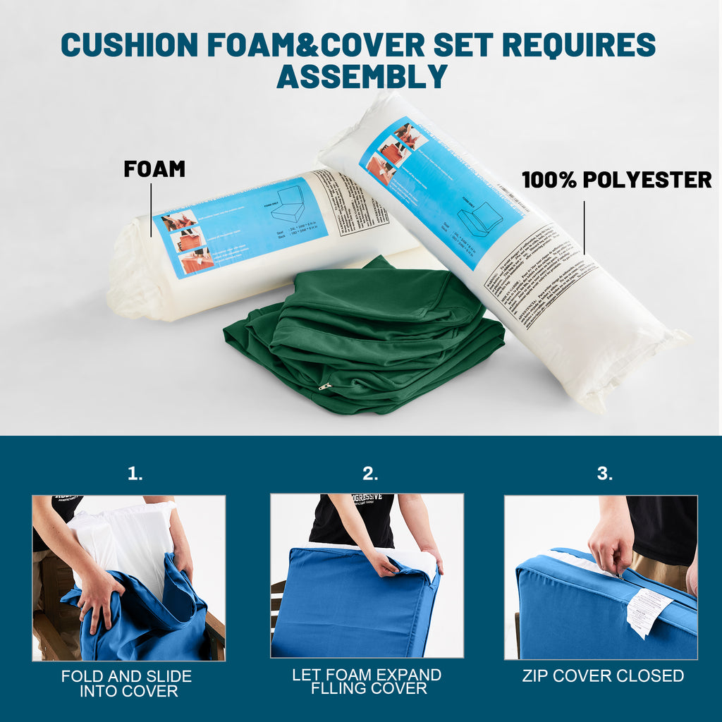 ARTPLAN Outdoor Seat Cushion Set, 24 x 24 Inch Water-Resistant & Fade-Resistant Patio Furniture Cushions with Removable Cover, Deep Seat & Back Cushion with Zipper for Chair Couch Sectional Sofa