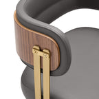 ARTPLAN Walnut Leather Dining Chair - Modern Upholstered Kitchen Chair with High-Resilience Foam Cushion, Stainless Steel Gold Frame for Dining Room, Easy Assembly