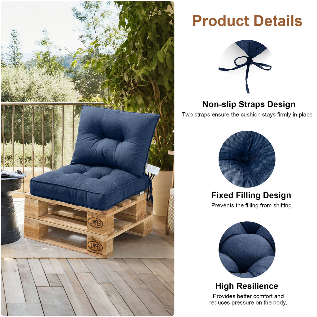 Outdoor Chair Cushions Set of 2, All-Weather Patio Furniture Cushions with High Resilience Foam, Indoor Outdoor Seat & Back Cushion for Patio, Garden, Sunroom