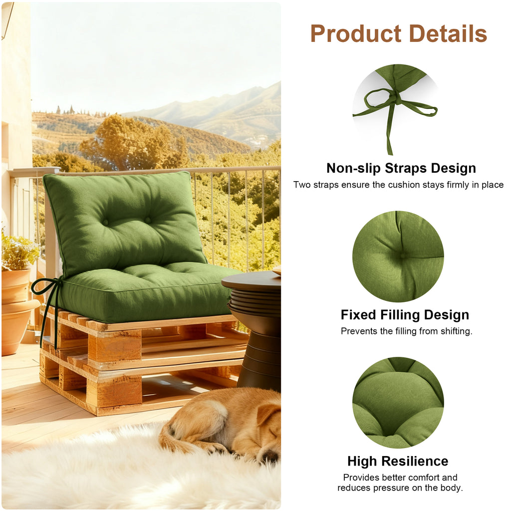 Outdoor Chair Cushions Set of 2  All-Weather Patio Furniture Cushions with High Resilience Foam  Indoor Outdoor Seat & Back Cushion for Patio, Garden  Sunroom