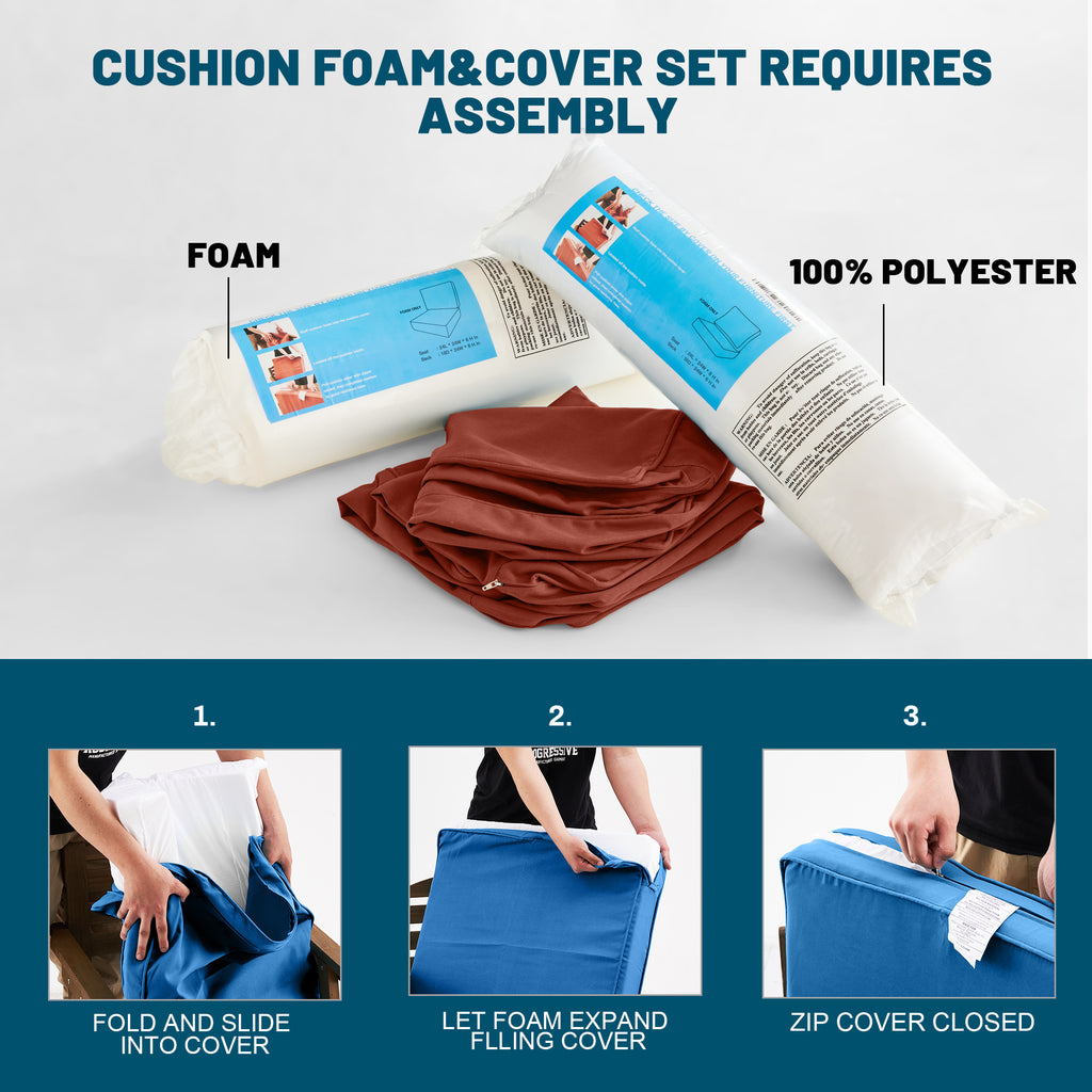 ARTPLAN Outdoor Seat Cushion Set, 24 x 24 Inch Water-Resistant & Fade-Resistant Patio Furniture Cushions with Removable Cover, Deep Seat & Back Cushion with Zipper for Chair Couch Sectional Sofa