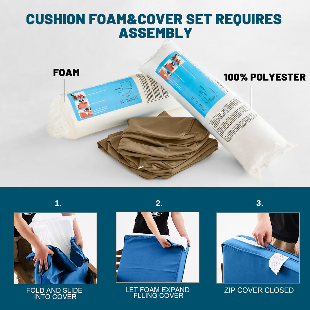 ARTPLAN Outdoor Seat Cushion Set, 24 x 24 Inch Water-Resistant & Fade-Resistant Patio Furniture Cushions with Removable Cover, Deep Seat & Back Cushion with Zipper for Chair Couch Sectional Sofa