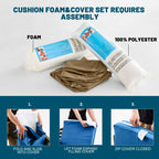 ARTPLAN Outdoor Seat Cushion Set, 24 x 24 Inch Water-Resistant & Fade-Resistant Patio Furniture Cushions with Removable Cover, Deep Seat & Back Cushion with Zipper for Chair Couch Sectional Sofa