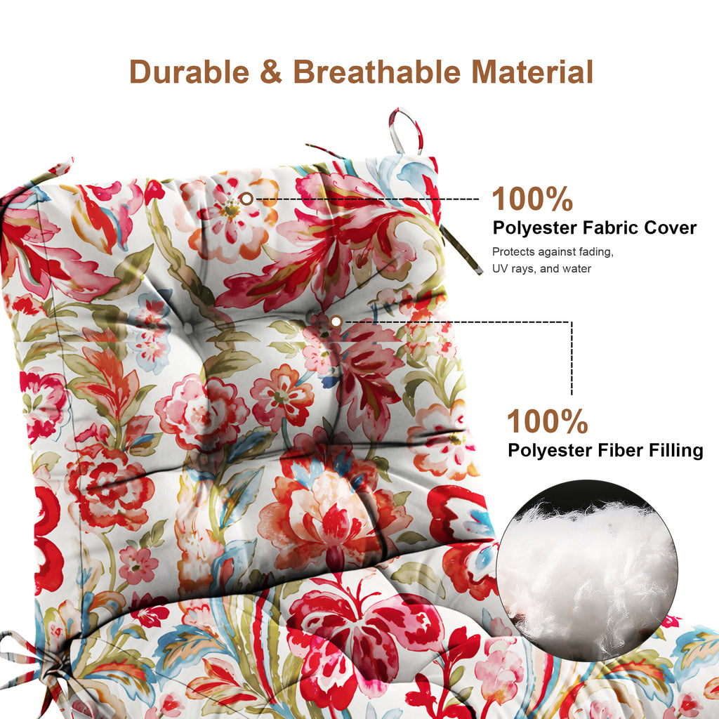 Outdoor Chair Cushion Tufted Seat & Back Cushion with Ties 40x21x4 Inch Waterproof UV Fade Resistant Replacement Cushion for Patio Garden Furniture